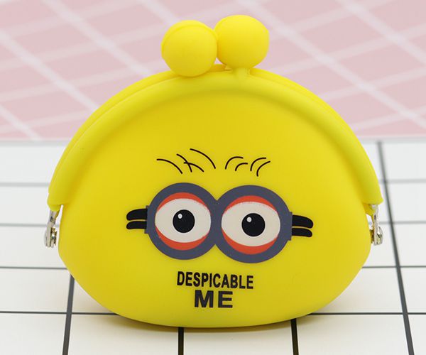 便攜硅膠錢包，卡扣硅膠零錢包，小黃人零錢包